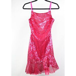 Women's Spaghetti Strap Mini Dress Back Tie Party Cocktail Dress, Rose Red, XS